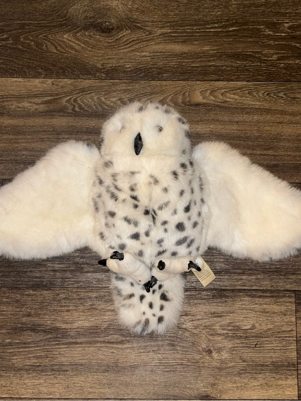 Folkmanis Puppet Snowy Spotted Owl Black White Plush Baby Einstein Head Turns
